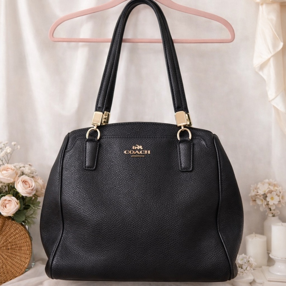 Coach Black Pebbled Leather Satchel | Gold Hardware | Timeless Classic